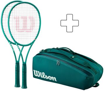 2x Wilson Blade 98 16/19 V10 - unbesaitet + Schlägertasche 9er - petrol